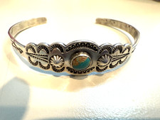 VTG NAVAJO STERLING F HARVEY TURQ STAMPED SWIM BIRD / LIGHTNING BRACELET - Additional view 16