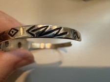 VTG NAVAJO STERLING F HARVEY TURQ STAMPED SWIM BIRD / LIGHTNING BRACELET - Additional view 4