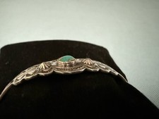 VTG NAVAJO STERLING F HARVEY TURQ STAMPED SWIM BIRD / LIGHTNING BRACELET - Additional view 7