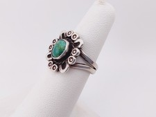 Petite Vtg Navajo Handmade Fred Harvey Era Sterling Silver Turquoise Ring Sz 6 - Additional view 4