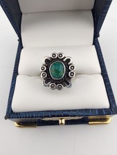 Petite Vtg Navajo Handmade Fred Harvey Era Sterling Silver Turquoise Ring Sz 6 - Additional view 6