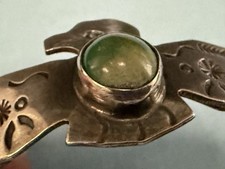 VTG F HARVEY ERA STERLING TURQUOISE FULL OPEN WING THUNDERBIRD  STAMPED BRACELET - Additional view 5