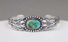 Vintage Fred Harvey Era Navajo Sterling Silver Turquoise Arrow Cuff Bracelet