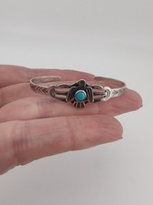 Vtg Navajo Fred Harvey Era Sterl Silver Turquoise Thunderbird Baby Bracelet - Additional view 12