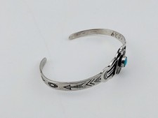 Vtg Navajo Fred Harvey Era Sterl Silver Turquoise Thunderbird Baby Bracelet - Additional view 10