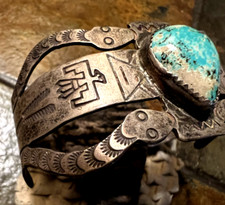 RARE EXQUISITE vtg FOUR SNAKE + BOULDER TURQUOISE cuff bracelet Fred Harvey 7