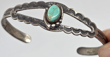 Fred Harvey Era Sterling Silver Turquoise Trading Post Bracelet - Additional view 1
