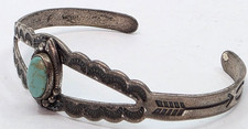 Fred Harvey Era Sterling Silver Turquoise Trading Post Bracelet - Additional view 2