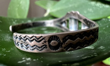 Vintage OLD PAWN FRED HARVEY ERA sterling RAINDROP CUFF bracelet 5 3/4