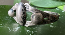 Vintage OLD PAWN FRED HARVEY ERA sterling RAINDROP CUFF bracelet 5 3/4
