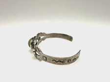 Vintage Fred Harvey Era Navajo Style Sterling Green Turquoise Cuff Bracelet - Additional view 6