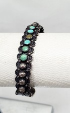 Native American Zuni Snake Eye Turquoise Sterling Silver Fred Harvey Era Cuff Br - Additional view 2