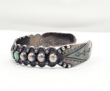 Native American Zuni Snake Eye Turquoise Sterling Silver Fred Harvey Era Cuff Br - Additional view 12