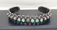Native American Zuni Snake Eye Turquoise Sterling Silver Fred Harvey Era Cuff Br - Additional view 5