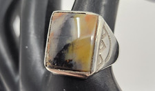 '40's Old Pawn Harvey Era Sterling Silver & Petrified Wood Mens Ring Size 9.5 - Additional view 2