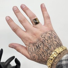 '40's Old Pawn Harvey Era Sterling Silver & Petrified Wood Mens Ring Size 9.5 - Additional view 8