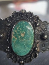 Fred Harvey Era Cuff Bracelet Sterling Silver Antique Turquoise Native American - Additional view 6