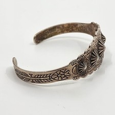 Vintage Cuff Bracelet Silver Sterling Fred Harvey Or Earlier Repousse 6.25