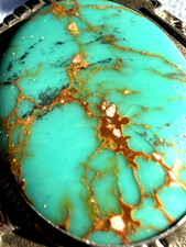 Vtg FRED HARVEY ERA SOUTHWESTERN TURQUOISE cuff bracelet sterling 6.75 signed - Additional view 5