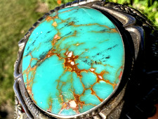 Vtg FRED HARVEY ERA SOUTHWESTERN TURQUOISE cuff bracelet sterling 6.75 signed - Additional view 6