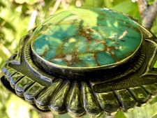 Vtg FRED HARVEY ERA SOUTHWESTERN TURQUOISE cuff bracelet sterling 6.75 signed - Additional view 9