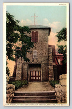 Vintage Fred Harvey Old Postcard San Miguel Oldest Church in America Santa Fe NM