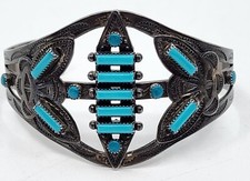 Vintage Fred Harvey Era Sterling Petit Point Cuff Bracelet - Additional view 1