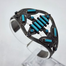 Vintage Fred Harvey Era Sterling Petit Point Cuff Bracelet - Additional view 11