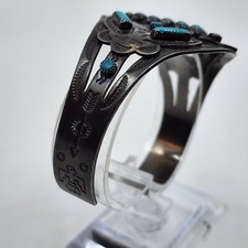 Vintage Fred Harvey Era Sterling Petit Point Cuff Bracelet - Additional view 12