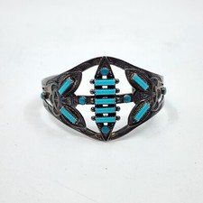 Vintage Fred Harvey Era Sterling Petit Point Cuff Bracelet - Additional view 3