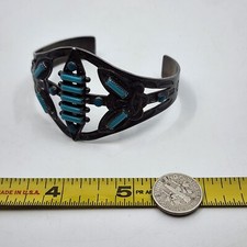 Vintage Fred Harvey Era Sterling Petit Point Cuff Bracelet - Additional view 9