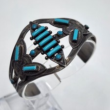 Vintage Fred Harvey Era Sterling Petit Point Cuff Bracelet