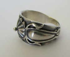 Native American Silver Handmade Fred Harvey Style Ring By Bobby Platero Sizes 8 - Additional view 6