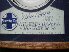 Original Blue Chain Santa Fe Railroad Ice Cream Dish Circa 1920 Fred Harvey!! - Additional view 1