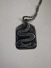 Vintage Snake NAVAJO NATIVE AMERICAN Sterling SILVER Necklace Charm Stamped - Additional view 3