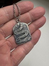 Vintage Snake NAVAJO NATIVE AMERICAN Sterling SILVER Necklace Charm Stamped - Additional view 6