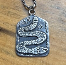Vintage Snake NAVAJO NATIVE AMERICAN Sterling SILVER Necklace Charm Stamped - Additional view 7