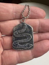 Vintage Snake NAVAJO NATIVE AMERICAN Sterling SILVER Necklace Charm Stamped