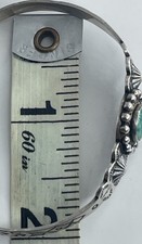 Fred Harvey Era Sterling Child's Navajo Cuff Bracelet with Turquoise Stone 7g - Additional view 15