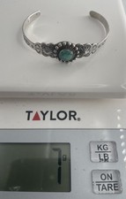 Fred Harvey Era Sterling Child's Navajo Cuff Bracelet with Turquoise Stone 7g - Additional view 18