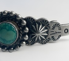 Fred Harvey Era Sterling Child's Navajo Cuff Bracelet with Turquoise Stone 7g - Additional view 10