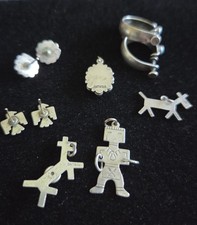 VTG Southwest Native American Sterling/14K Fred Harvey Era Charms Earrings Lot - Additional view 8
