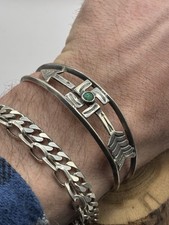 VTG Fred Harvey Era Sterling Silver Turquoise Whirling Log Arrow Cuff Bracelet - Additional view 13