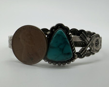 VTG Fred Harvey Era Navajo Sterling Stamped Turquoise Cuff Bracelet 15.8g #gbk - Additional view 11