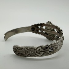 VTG Fred Harvey Era Navajo Sterling Stamped Turquoise Cuff Bracelet 15.8g #gbk - Additional view 4