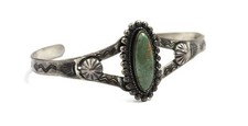 Fred Harvey Era Old Pawn Vintage Sterling Silver Turquoise Arrows Cuff Bracelet - Additional view 1