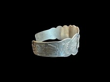 Older Fred Harvey Era Native American Chief Head Sterling Turquoise Cuff - Additional view 13