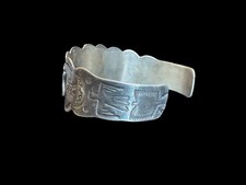 Older Fred Harvey Era Native American Chief Head Sterling Turquoise Cuff - Additional view 15