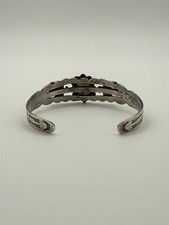 Vintage Fred Harvey Era Coin Silver Cuff Bracelet – Turquoise & Arrow Design - Additional view 4