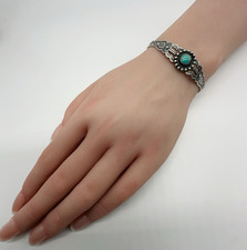 VTG Fred Harvey Era Navajo Sterling Stamped Turquoise Cuff Bracelet 8.8g #bco - Additional view 1